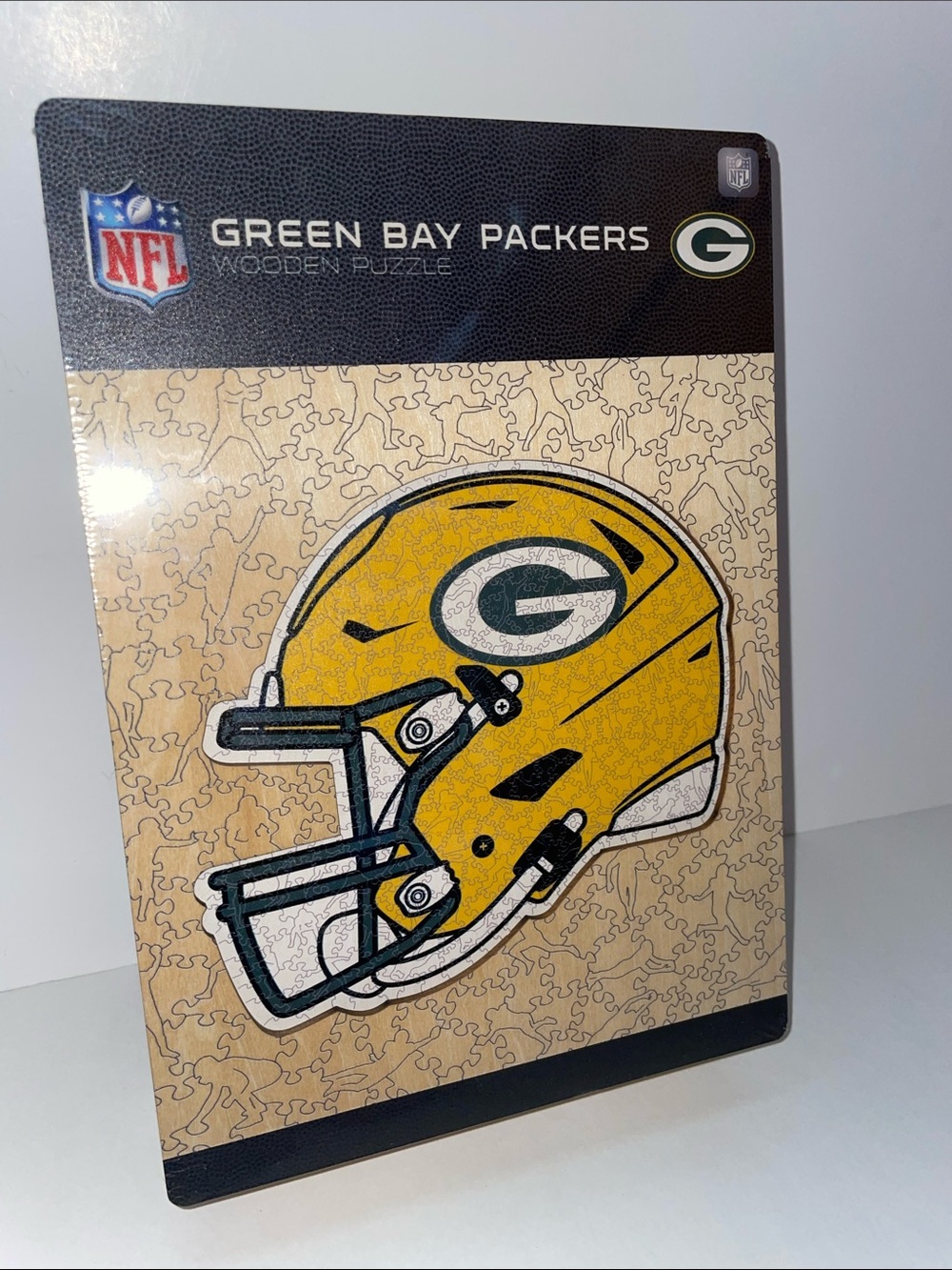 NIB Yellow Helmet Wooden Puzzle.  Official NFL